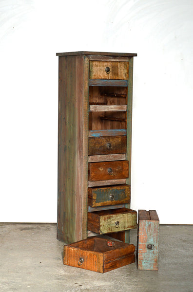 Cassettiera Vintage in Legno Riciclato - 7 cassetti -CAS7-
