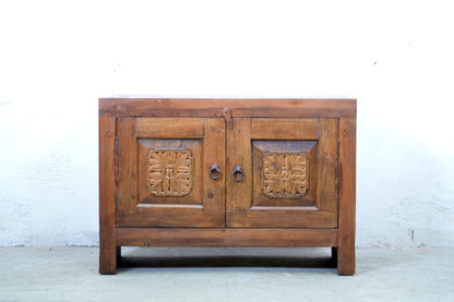 Vecchia credenza afghana in legno massello di cedro intarsiato - lapagoda.net