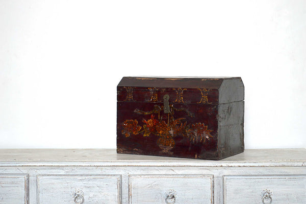 antica scatola cinese in legno laccato con dipinto floreale mobili cinesi antichi online 