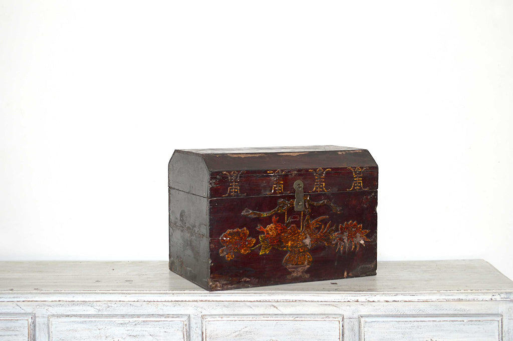 antica scatola cinese in legno laccato con dipinto floreale mobili cinesi antichi online 