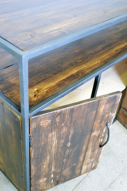 Credenza alta industrial ferro e legno finitura noce con ripiano - lapagoda.net
