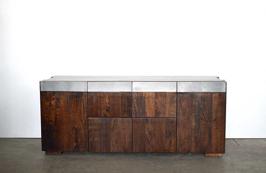 credenza moderna in legno massello di palissandro e placche di alluminio mobili etnici online mobili indiani online