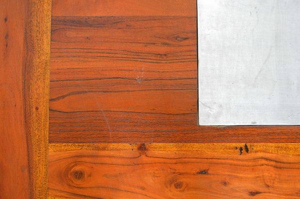 tavolo basso da caffe in Acacia mobili indiani online legno massello con piatto alluminio