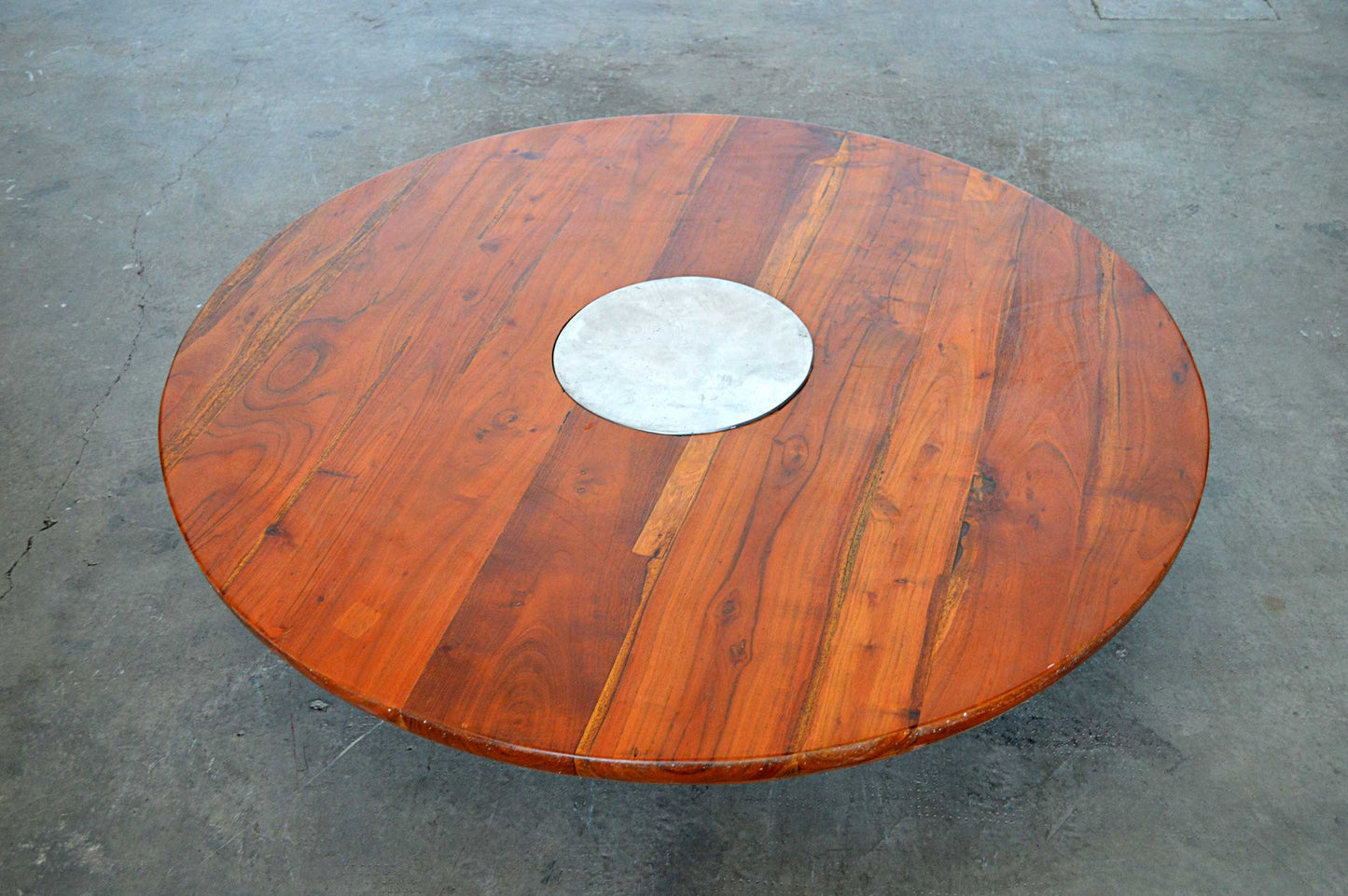 tavolo basso rotondo da caffe in acacia mobili indiani online legno massello con piatto alluminio