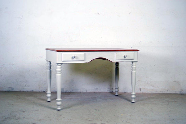 Scrittorio coloniale in legno massello di teak gamba a cipolla shabby-chic