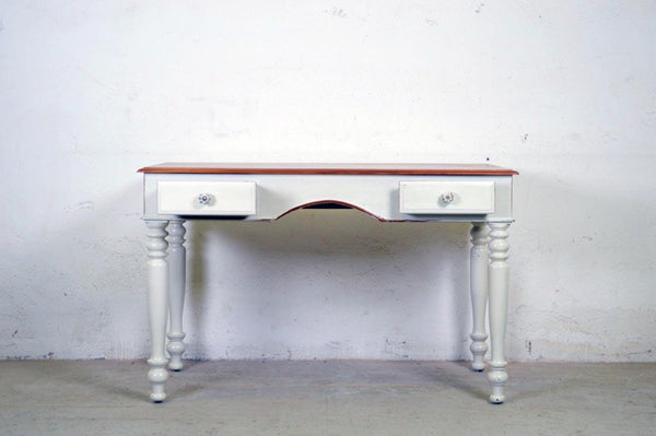 Scrittorio coloniale in legno massello di teak gamba a cipolla shabby-chic