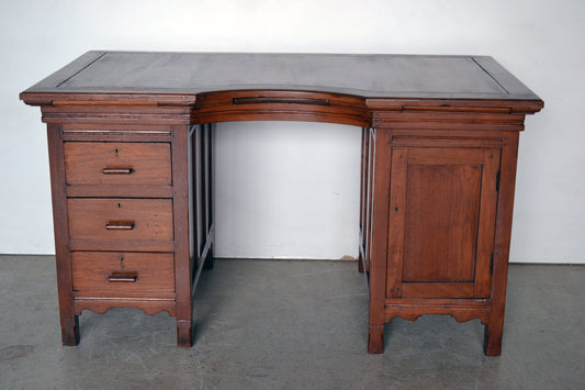 Scrittoio coloniale in legno massello di Teak - 1 anta 3 cassetti - AP.005TCX- - lapagoda.net