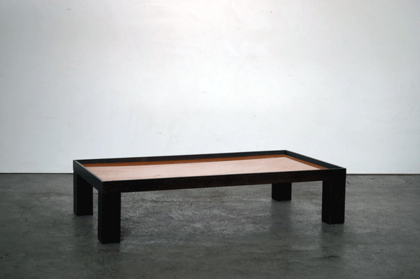 Tavolino rettangolare in legno massello con vetro arancio -IT.etnie.1- - lapagoda.net