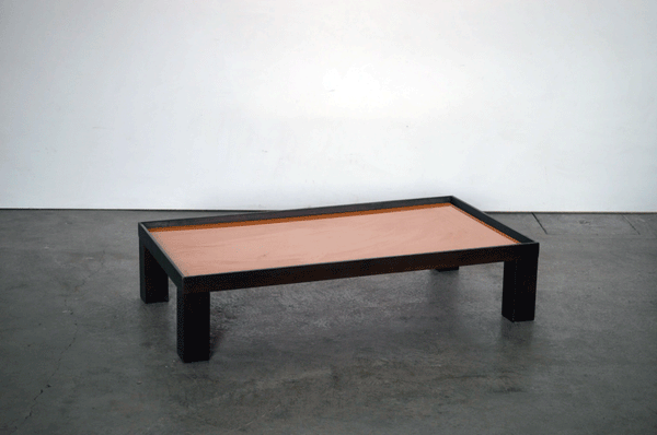 Tavolino rettangolare in legno massello con vetro arancio -IT.etnie.1- - lapagoda.net