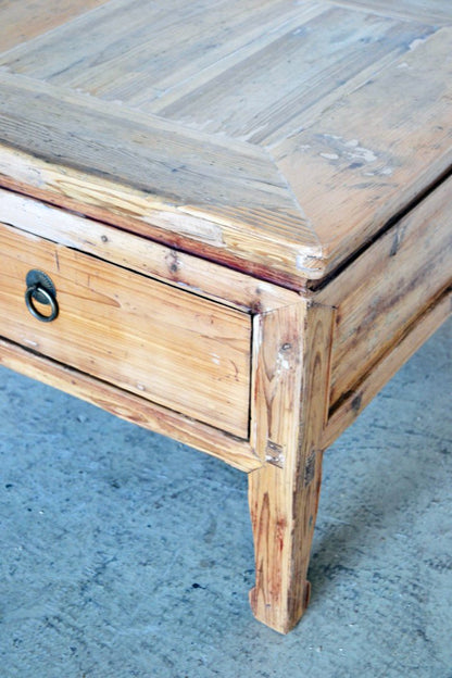 Vecchio tavolino cinese con cassetto in Legno di Olmo finitura naturale - SPEDIZIONE GRATUITA- lapagoda.net