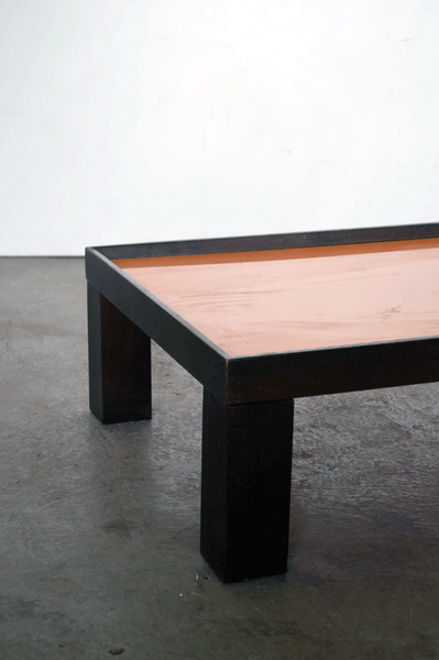 Tavolino rettangolare in legno massello con vetro arancio -IT.etnie.1- - lapagoda.net
